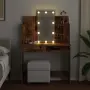 vidaXL Тоалетка с LED осветление Старо дърво 96x40x142 cm, снимка 4