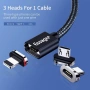 ESSAGER 3 в 1 Магнитен Кабел Lightning / Type-C / Micro USB 3A за Бързо Зареждане 1 м, снимка 2