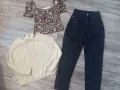 дънки с висока талия, и две блузки , снимка 7