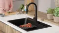 Черна кухненска мивка от гранит Осло 80 Премиум 780 x 530 мм, снимка 3