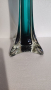 Висока тясна ваза от цветно стъкло с масивна удебелена основа, снимка 2