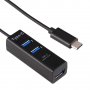 USB Хъб Type C U2.0 DigitalOne SP00531 -3 изхода и кардрийдър MicroSD четец за карти, снимка 1 - USB кабели - 37791982
