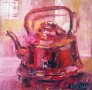 Картина масло "Червен чайник", снимка 1 - Картини - 39324082