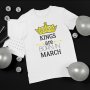 Мъжка тениска Kings are born in march или месец по избор, снимка 1 - Тениски - 32090725