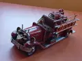 Стара ръчно изработена метална количка пожарна , снимка 3