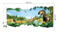 Динозаври Джурасик Парк природа голям продълговат самозалепващ стикер лепенка за стена, снимка 1 - Други - 29651291