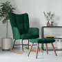 vidaXL Люлеещ се стол с табуретка, тъмнозелен, кадифе, снимка 3