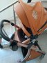 Бебешка количка Hot Mom, Модел 2 в 1, Еко кожа, Кафяв цвят, снимка 7