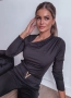 Дамска блуза-боди с декоративно деколте, снимка 2
