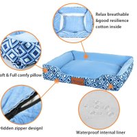 Легло за домашни любимци с миеща се калъфка с цип (40*50*18 см, син), снимка 6 - За кучета - 40488757