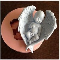 2 вида бебе с крила силиконов молд форма фондан шоколад гипс калъп украса, снимка 1 - Форми - 30263775