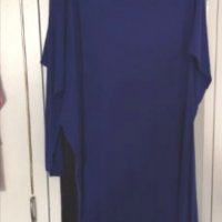 Тъмно синя асиметрична рокля с дълъг ръкав, снимка 2 - Рокли - 33929827