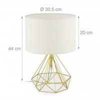 Настолна лампа Relaxdays,крушка E27,винтидж дизайн,метал златисто и бял плат,нощно шкафче Abat Jour, снимка 4 - Настолни лампи - 38224322