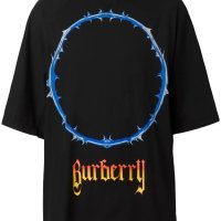 BURBERRY Black Thorn Logo Print Oversized Мъжка Тениска size M (L) и XL (XXL), снимка 2 - Тениски - 42770953