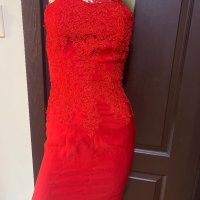 Червена вечерна рокля ! , снимка 1 - Рокли - 39727622