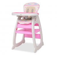 3 в 1 Столче за хранене с масичка, розово, снимка 1 - Столчета за хранене - 37753131