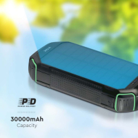 Външна батерия 30000 mah безжично зареждане Power Bank, соларна с фенер V-TAC, снимка 5 - Външни батерии - 44516051