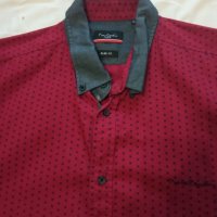 Тъмно червена риза pierre cardin - ХЛ, снимка 4 - Ризи - 39439984