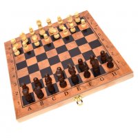Комплект за игра, Шах и табла, Дървен, 39х39 см, Кафяв, снимка 2 - Шах и табла - 37770869