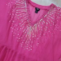ИЗКЛЮЧИТЕЛНО КРАСИВА плажна рокля/туника в розов цвят с пайети  , снимка 2 - Рокли - 37220670