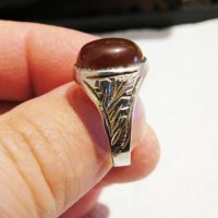 стар мъжки сребърен пръстен, турски пръстен с  карнеол - Събуди страстта и привличай любо, снимка 2 - Пръстени - 35483023