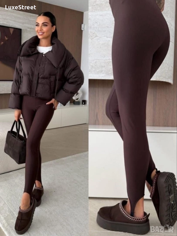 Дамски Клин с Ластик -Рипс Кафяв 🤍, снимка 1