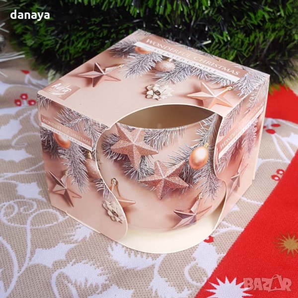 1807 Коледна ароматизирана свещ в чаша Wonderful Christmas, снимка 1