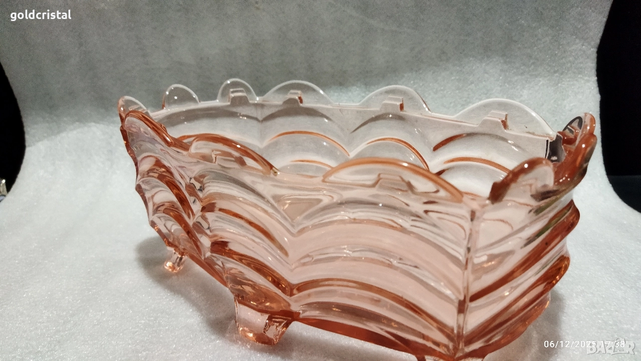 Стара стъклена купа фруктиера бонбониера, снимка 1