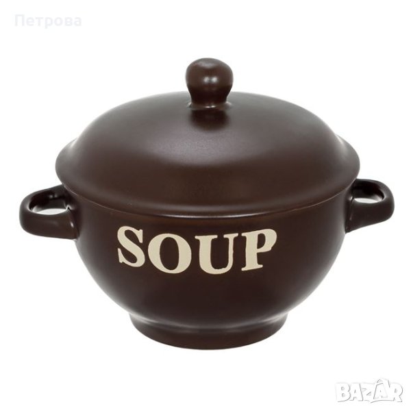 Купа за супа с капак/Керамична купа за супа с капак-600 мл., снимка 1