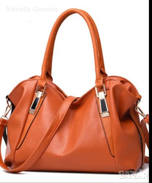 Дамска голяма чанта в кафяв цвят или екрю, снимка 1