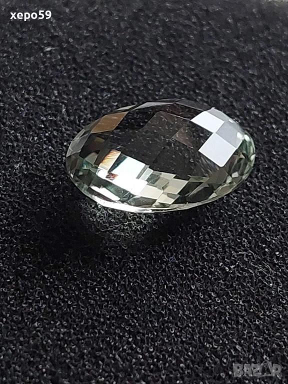 Прекрасен натурален 16 каратов двустранно фасетиран аквамарин с морско зелен оттенък/диамант,рубин/, снимка 1