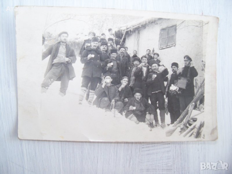 Стара фотография картичка "Зимна разпивка" преди 1944г., снимка 1