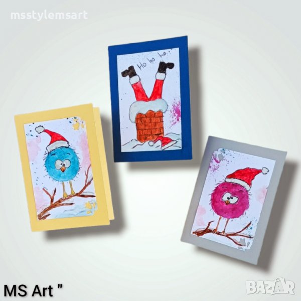 Ръчно рисувани Коледни картички , снимка 1