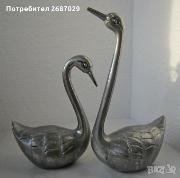  2 бр метални лебеди Фигура  малка пластика, снимка 1