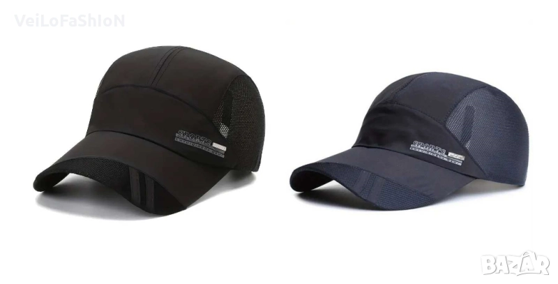 Нова дишаща шушлякова шапка с козирка SPORT в черен цвят, снимка 1