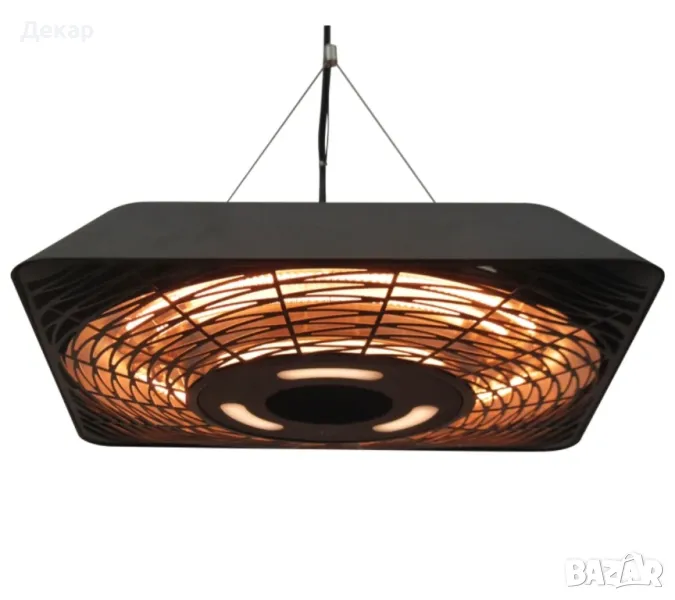 Таванен нагревател с  5 режима ,за вътрешен двор с дистанционно управление LED светлина . Черен , снимка 1