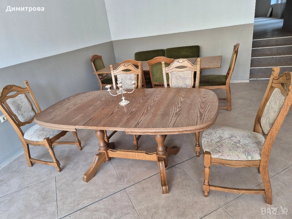Трапезна разтегателна маса + 4 стола, снимка 1