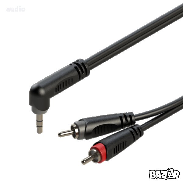 Кабел 3.5mm - 2Rca 2м ROXTONE ъглов жак, снимка 1