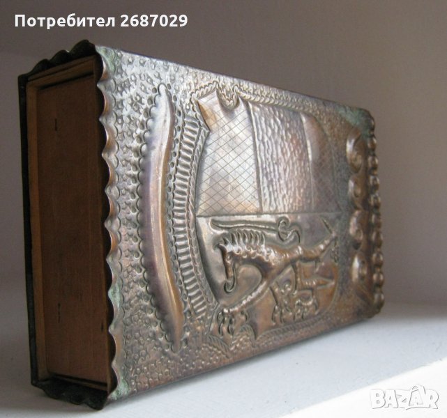 Огромен кибрит с меден предпазен калъф, дракон мед метал, снимка 1