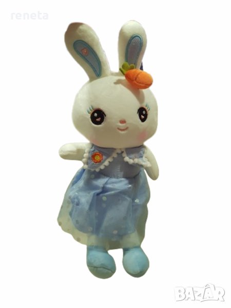 Играчка Ahelos, Зайче с рокля, Синя, 40 см, снимка 1