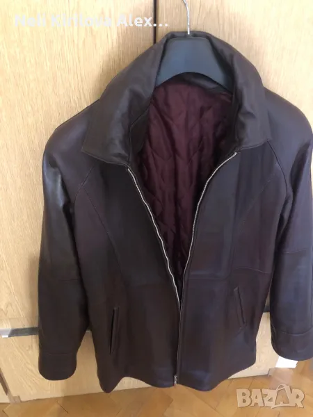 Яке естествена кожа дамско цвят бордо, снимка 1