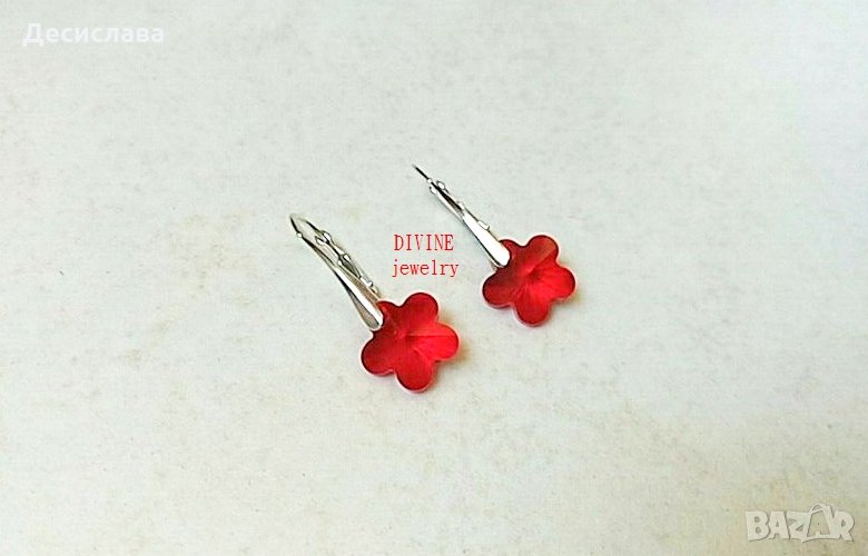 Сребърни обици "Пролетни цветя" с кристали от Swarovski, снимка 1