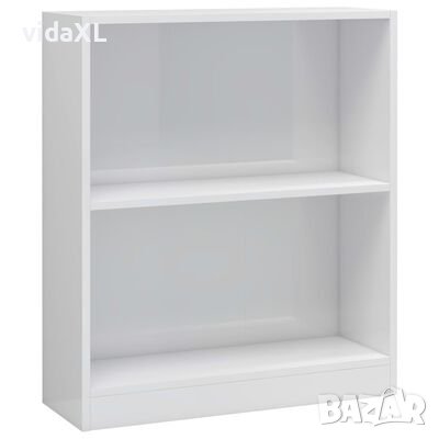 vidaXL Етажерка за книги, бял гланц, 60x24x74,5 см, инженерно дърв（SKU:800861о, снимка 1