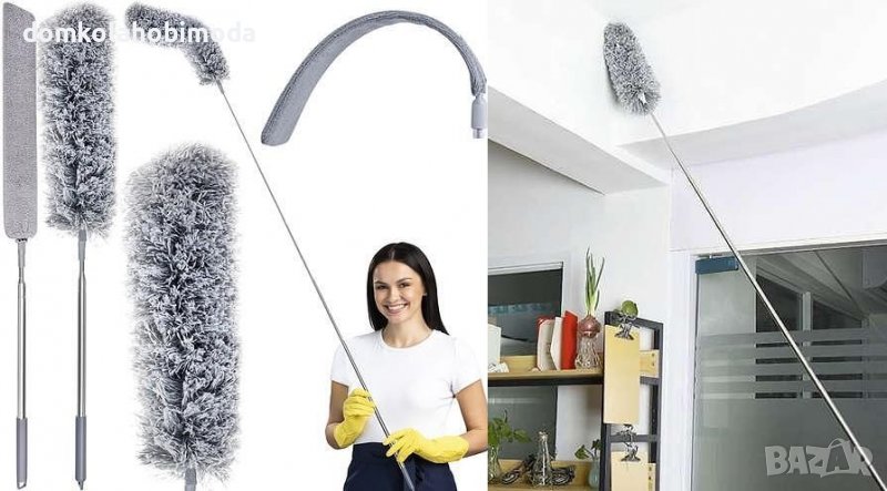 Телескопична Четка с два модела микрофибърни кърпи. До 250 сантиметра, снимка 1