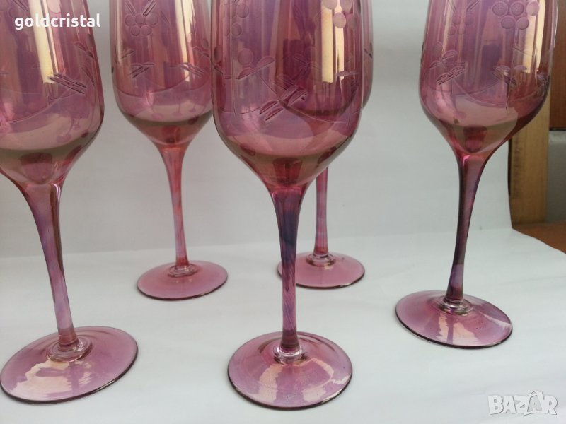 Ретро стъклени чаши цветно стъкло , снимка 1