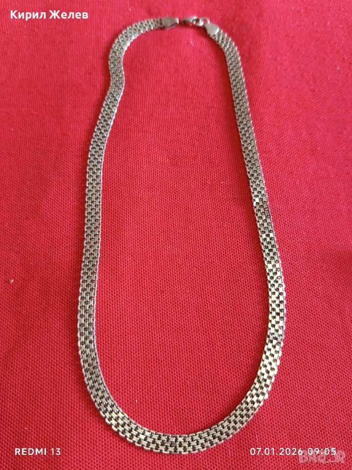 Сребърно колие плетка тип ВЕНЕЦИАНСКА много красиво Бижу майсторска ръчна изработка 52383, снимка 1