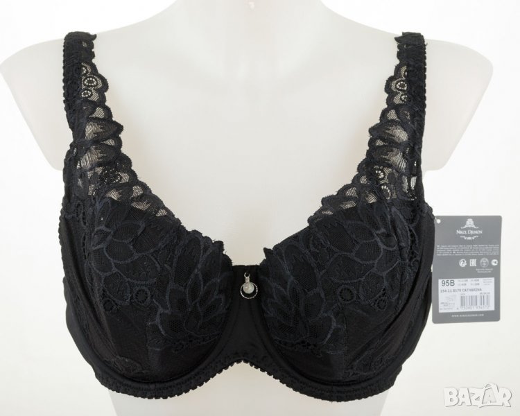 Черен дантелен сутиен с подплатени чашки марка Nikol Djumon 95В, снимка 1