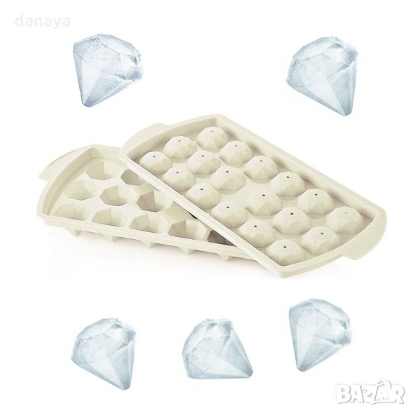 1012 Пластмасова форма за лед с капак ДИАМАНТ, 18 гнезда форми за лед диамант, снимка 1