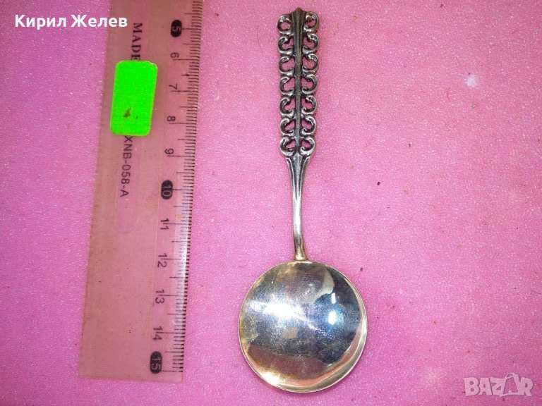 СТАРА НЕМСКА АЖУРНА КОЛЕКЦИОНЕРСКА ДЕСЕРТНА СРЕБЪРНА ЛЪЖИЧКА СРЕБРО 800 ПРОБА 43006, снимка 1