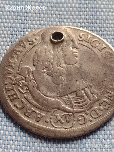 Сребърна монета 15 кройцера 1664г. Сигизмунд Франц Хал Тирол 12206, снимка 1